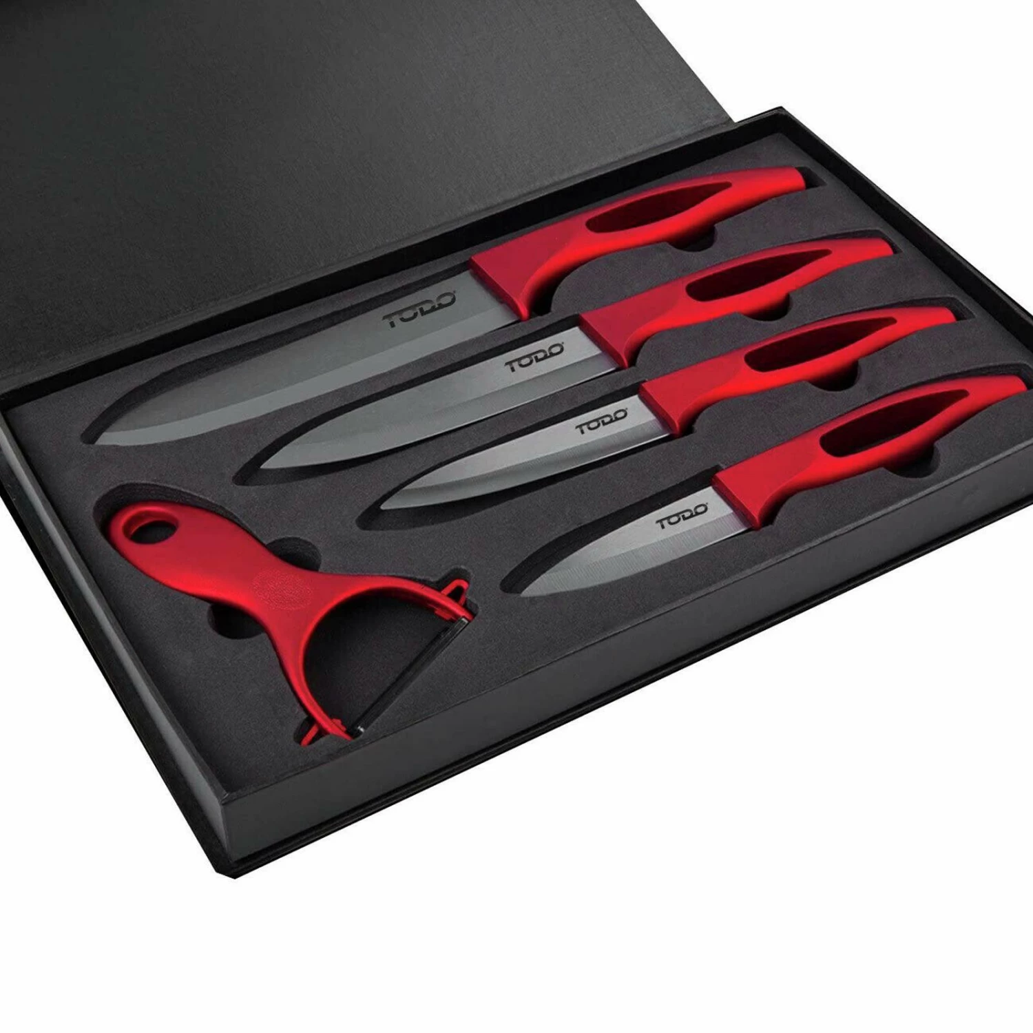 New ๐ TODO 5 Pcs Ceramic Knife And Peeler Set W/ Sheath Covers Red - To Australia ๐งจ 2 New ๐ TODO 5 Pcs Ceramic Knife And Peeler Set W/ Sheath Covers Red - To Australia ๐งจ - Image 2