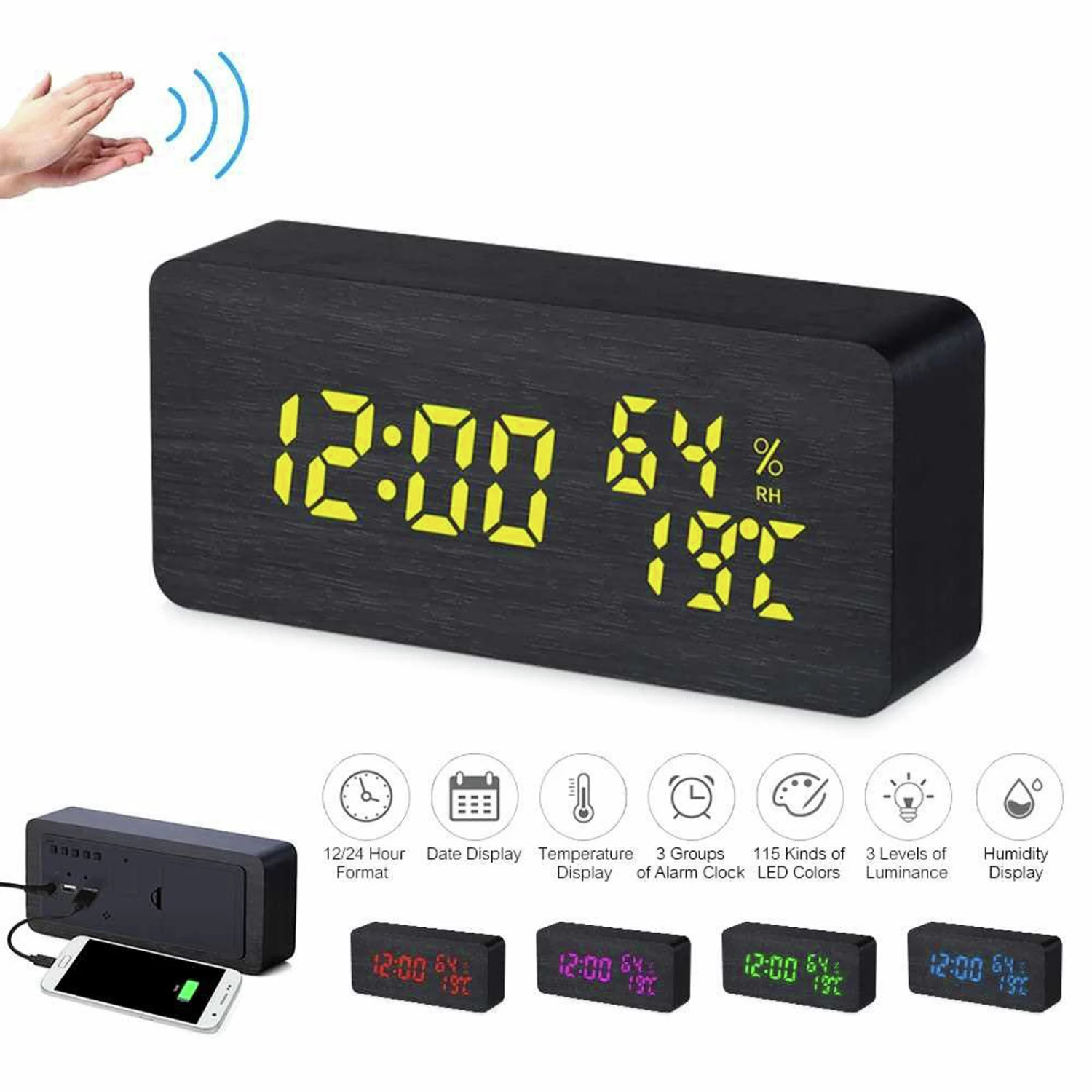 Flash Sale 🌟 Australia Only - TODO Digital LED Alarm Clock W/ Dual USB Charge Port 115 Colour LED - Black ✔️ 2 Flash Sale 🌟 Australia Only - TODO Digital LED Alarm Clock W/ Dual USB Charge Port 115 Colour LED - Black ✔️ - Image 2
