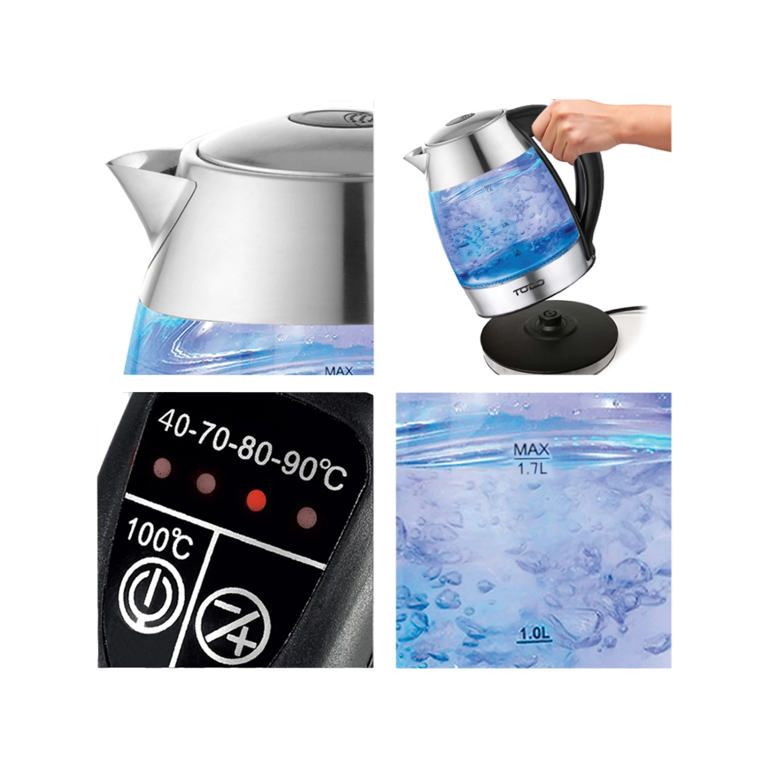 Coupon 😀 Australia Only - TODO 2200W 1.7L Keep Warm Electric Kettle Dual Wall Glass Stainless Steel Silver ✔️ 2 Coupon 😀 Australia Only - TODO 2200W 1.7L Keep Warm Electric Kettle Dual Wall Glass Stainless Steel Silver ✔️ - Image 2