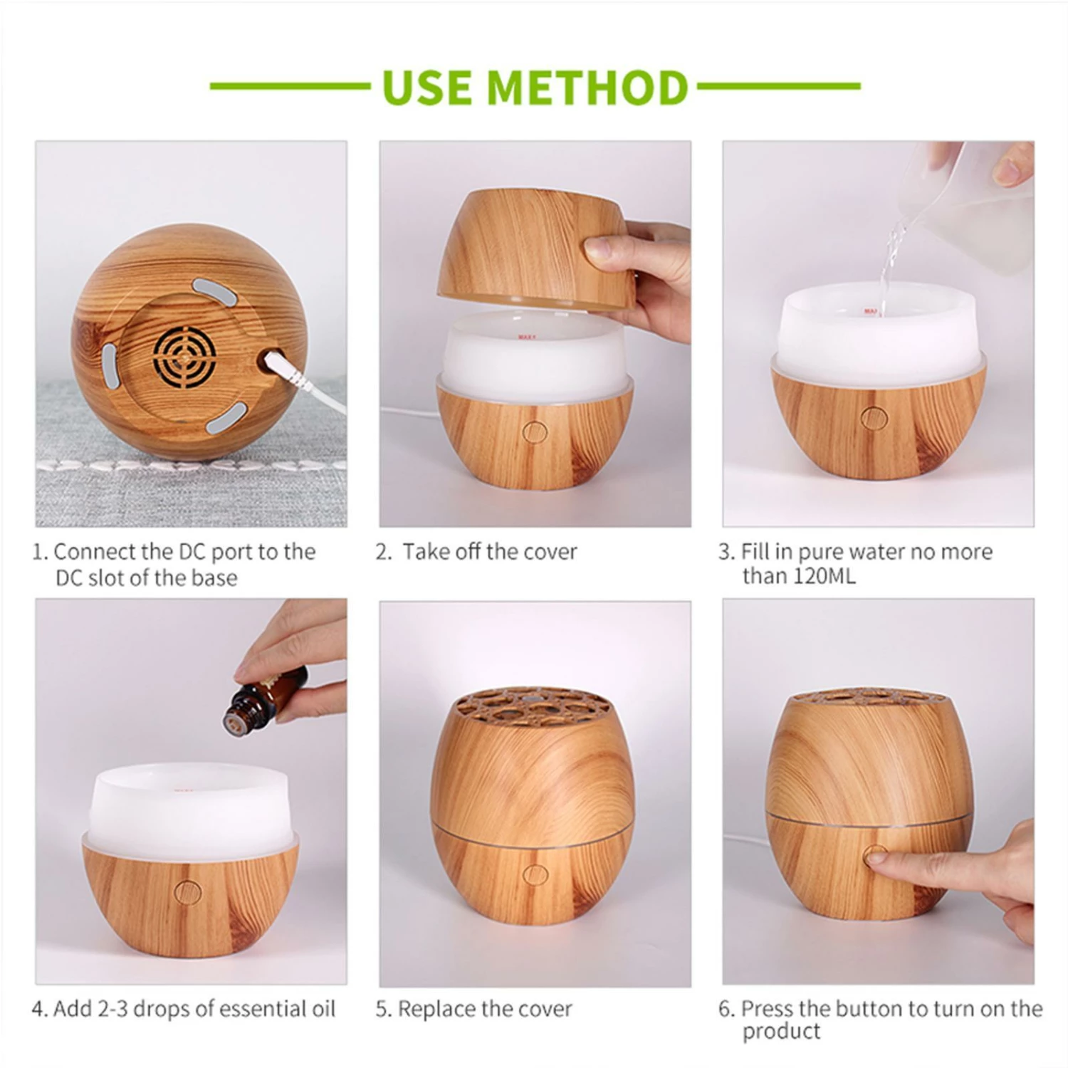 Brand new 🔥 TODO 120ml Humidifier Aromatherapy Diffuser W/ LED Light - Woodgrain - To Australia 💯 4 Brand new 🔥 TODO 120ml Humidifier Aromatherapy Diffuser W/ LED Light - Woodgrain - To Australia 💯 - Image 4