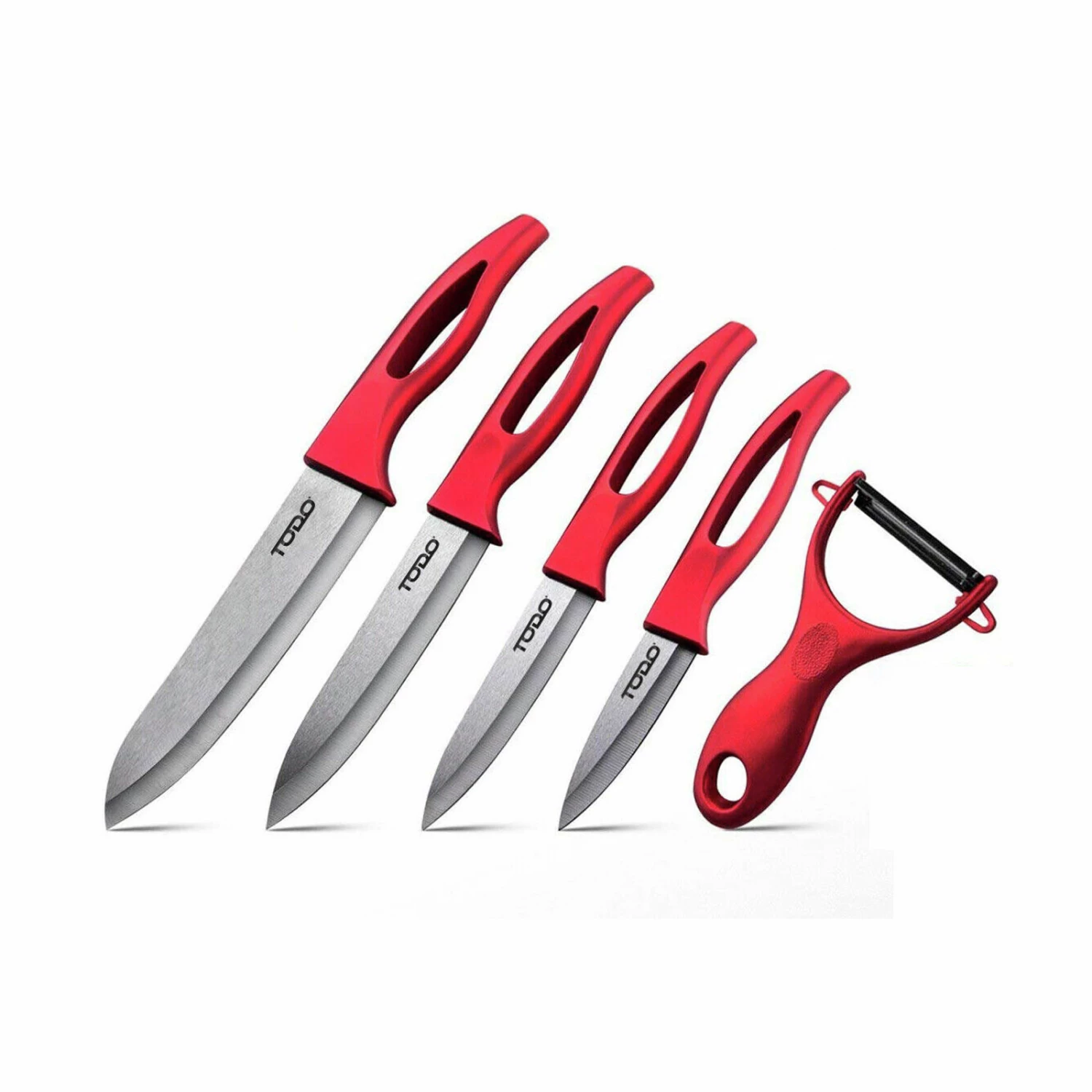 New ๐ TODO 5 Pcs Ceramic Knife And Peeler Set W/ Sheath Covers Red - To Australia ๐งจ 1 New ๐ TODO 5 Pcs Ceramic Knife And Peeler Set W/ Sheath Covers Red - To Australia ๐งจ