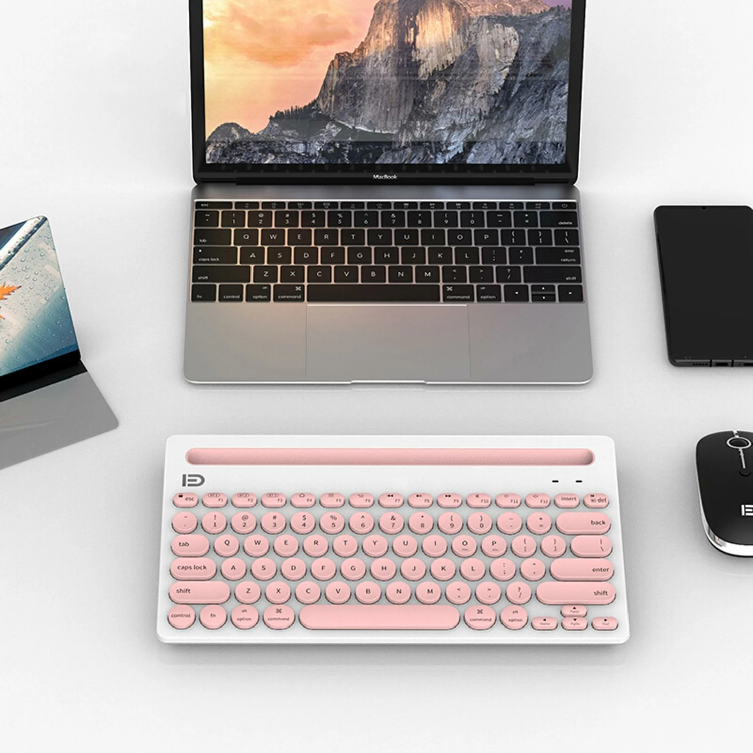 Promo ⌛ Todo Rechargeable Wireless Bluetooth Keyboard Tablet Mount Holder - Pink - To Australia 🥰 4 Promo ⌛ Todo Rechargeable Wireless Bluetooth Keyboard Tablet Mount Holder - Pink - To Australia 🥰 - Image 4