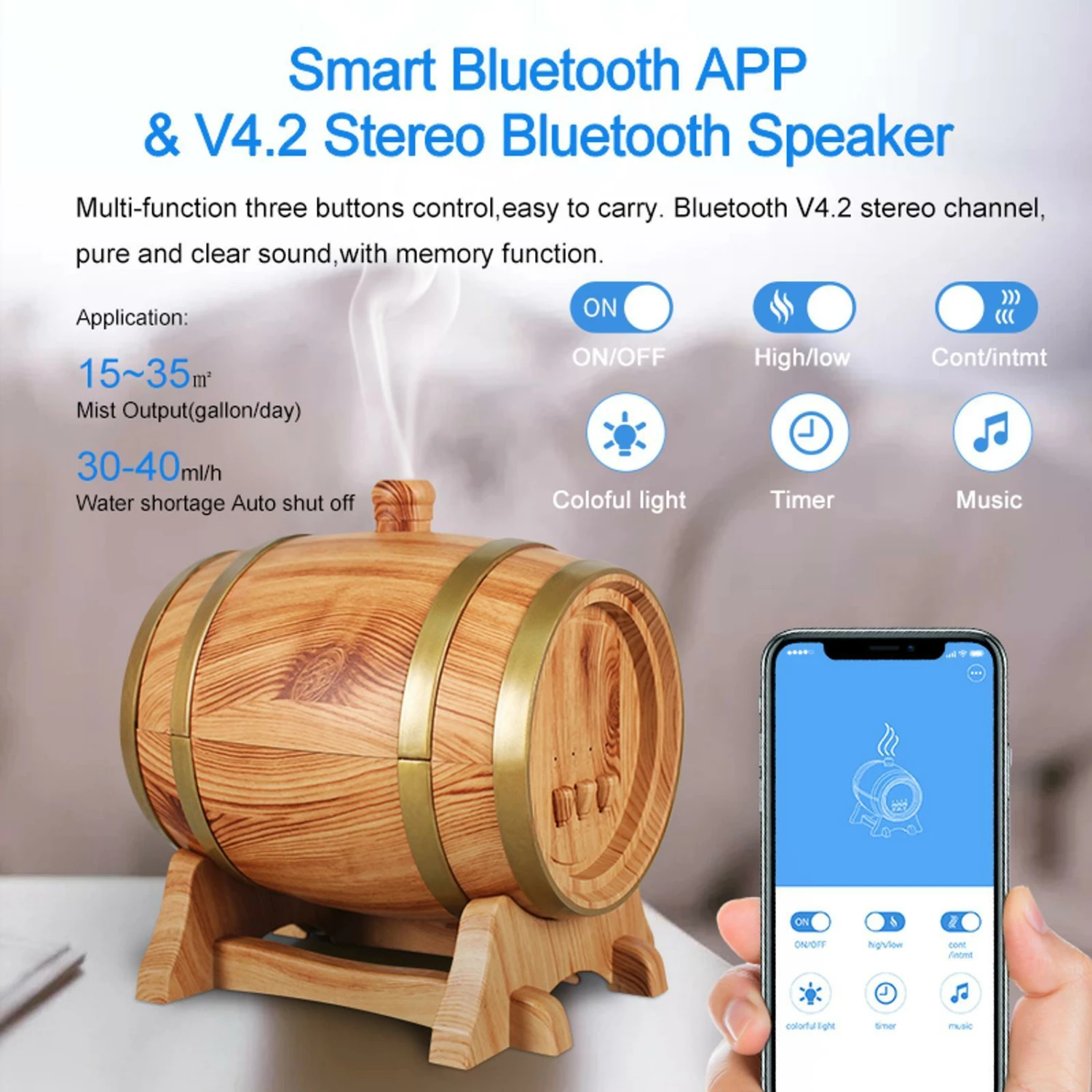 Best Sale ๐งจ TODO 350ml Humidifier Diffuser W/ Bluetooth Speaker APP Control - To Australia ๐ฅ 4 Best Sale ๐งจ TODO 350ml Humidifier Diffuser W/ Bluetooth Speaker APP Control - To Australia ๐ฅ - Image 4