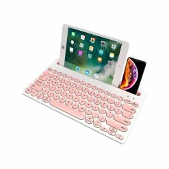 Promo ⌛ Todo Rechargeable Wireless Bluetooth Keyboard Tablet Mount Holder - Pink - To Australia 🥰