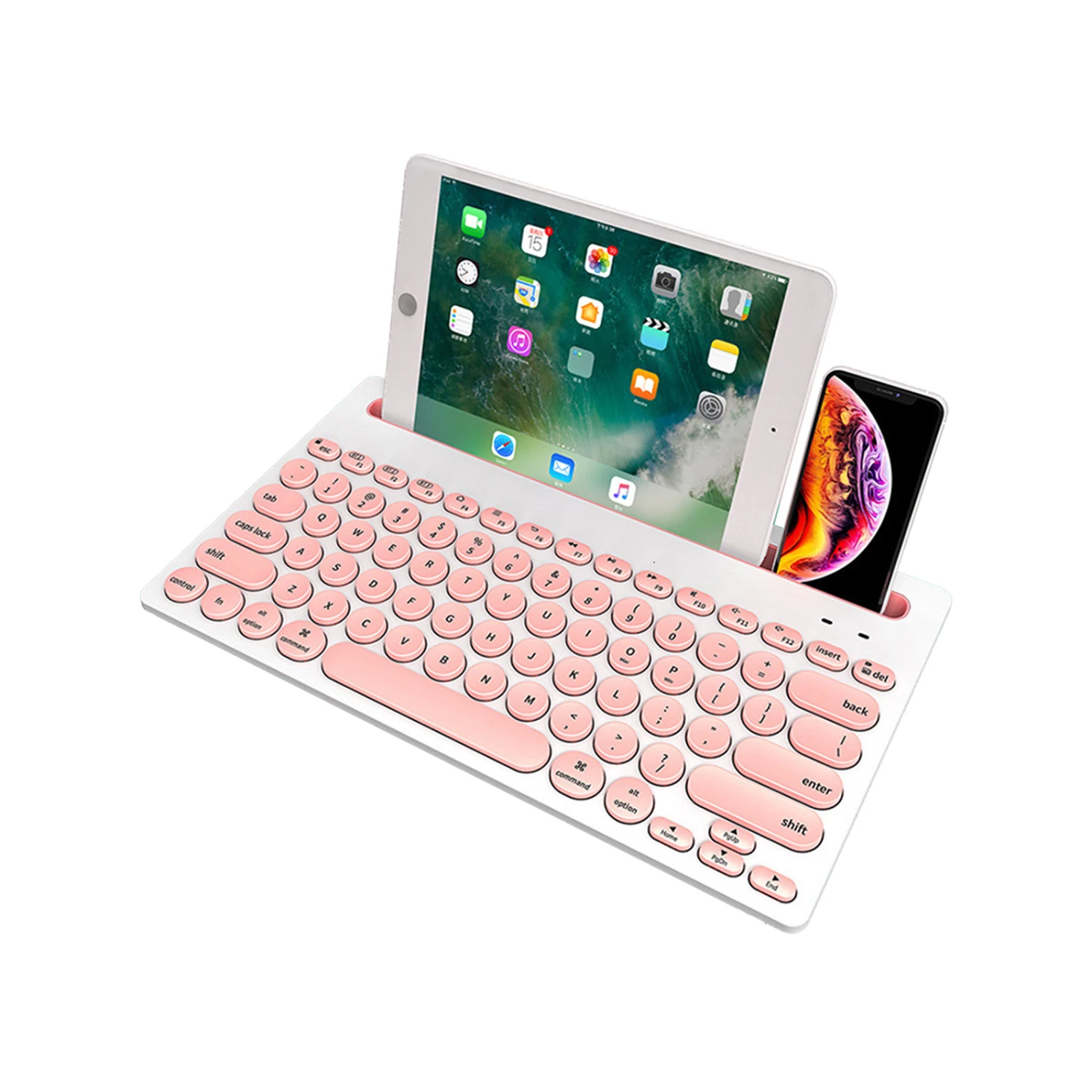 Promo ⌛ Todo Rechargeable Wireless Bluetooth Keyboard Tablet Mount Holder - Pink - To Australia 🥰 1 Promo ⌛ Todo Rechargeable Wireless Bluetooth Keyboard Tablet Mount Holder - Pink - To Australia 🥰